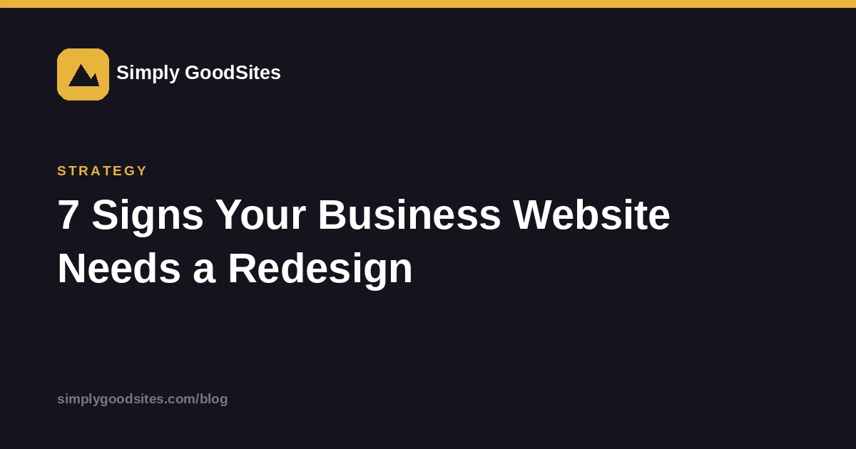Article card listing seven signs a business website needs redesigning