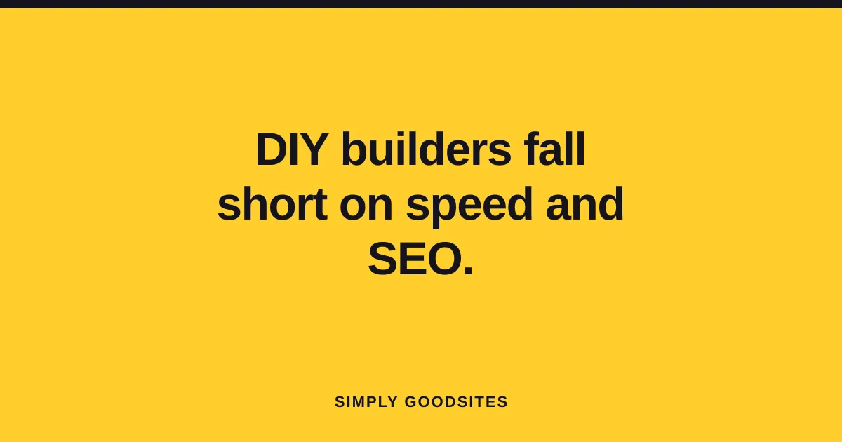 Split-screen comparison of a slow, cluttered DIY template site next to a fast, clean custom-built website
