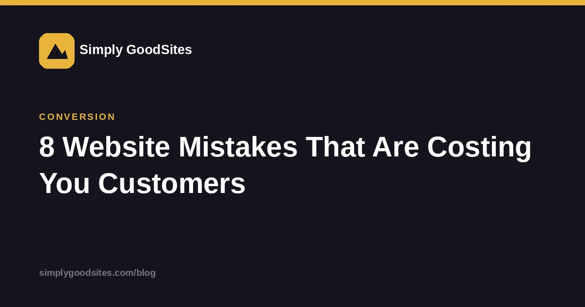 Article card listing eight website mistakes that cost businesses customers