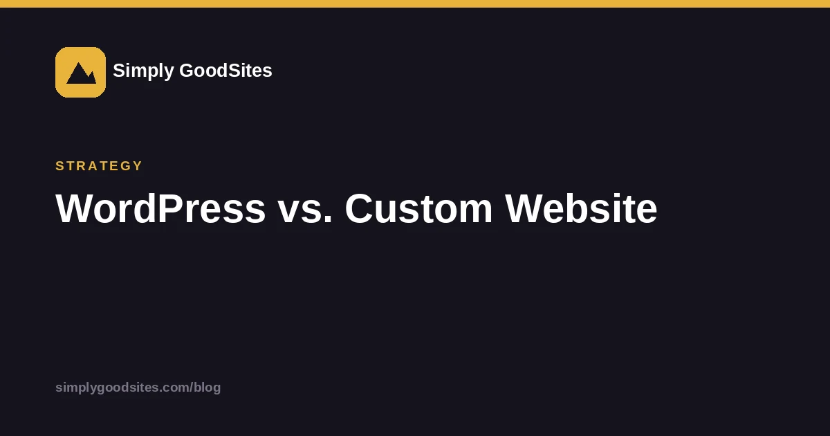 Article card comparing WordPress against a custom-built website